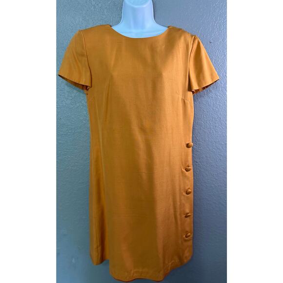 Kay Unger Dresses & Skirts - Kay Unger Midi Shift Dress 8 Orange Silk Cap Sleeves Retro Cocktail Party Career